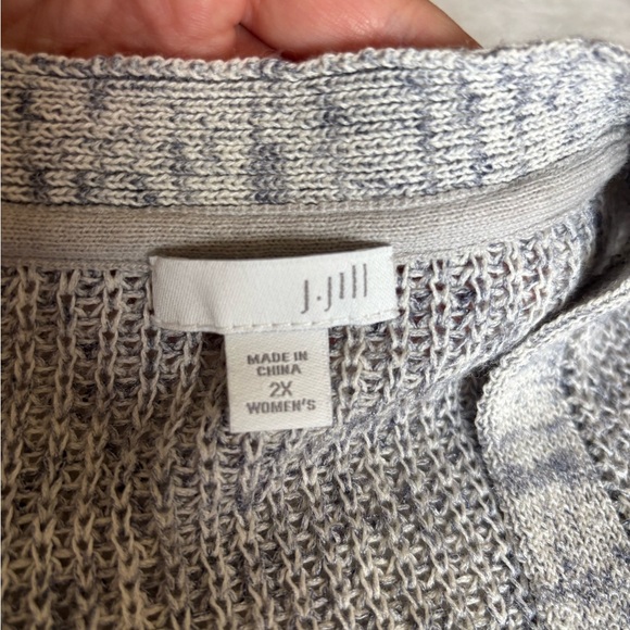J. Jill Cardigan Knit Gray Sweater V- neck Open Front Size 2X( 20-22W) - Picture 7 of 8
